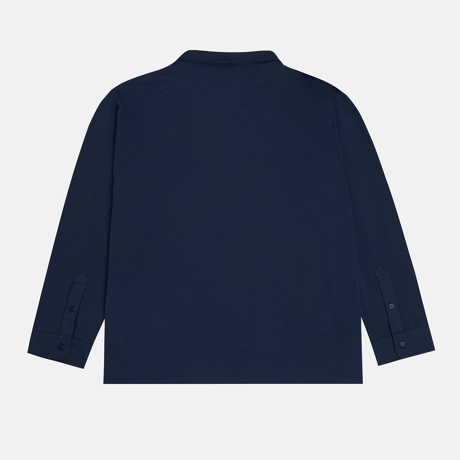 Back side view of Plus Size Long Sleeve navy Mens moisture-wicking Coolmax® Piqué Polo in sizes XL-5XL