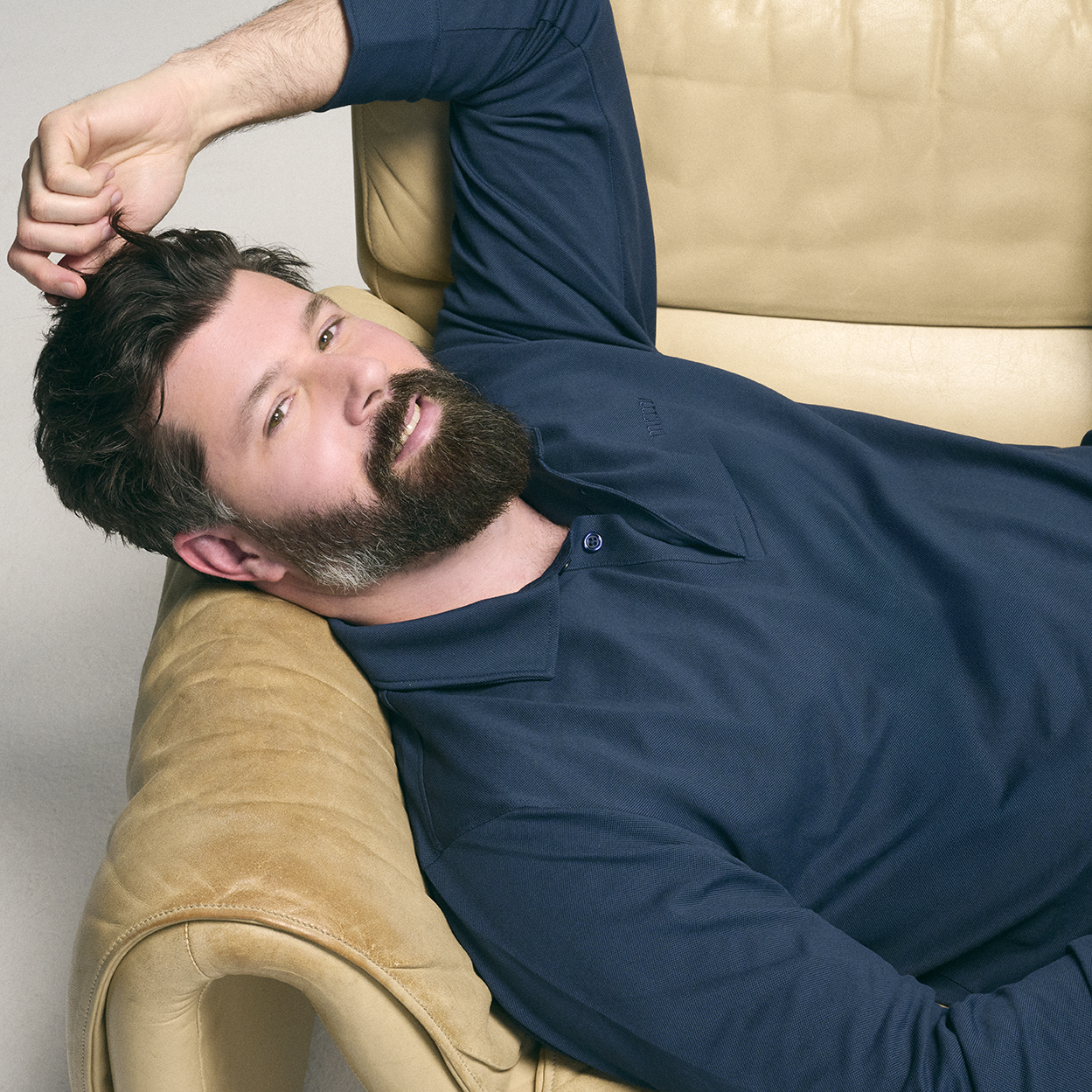MrMainMan Model in Long Sleeve Polo