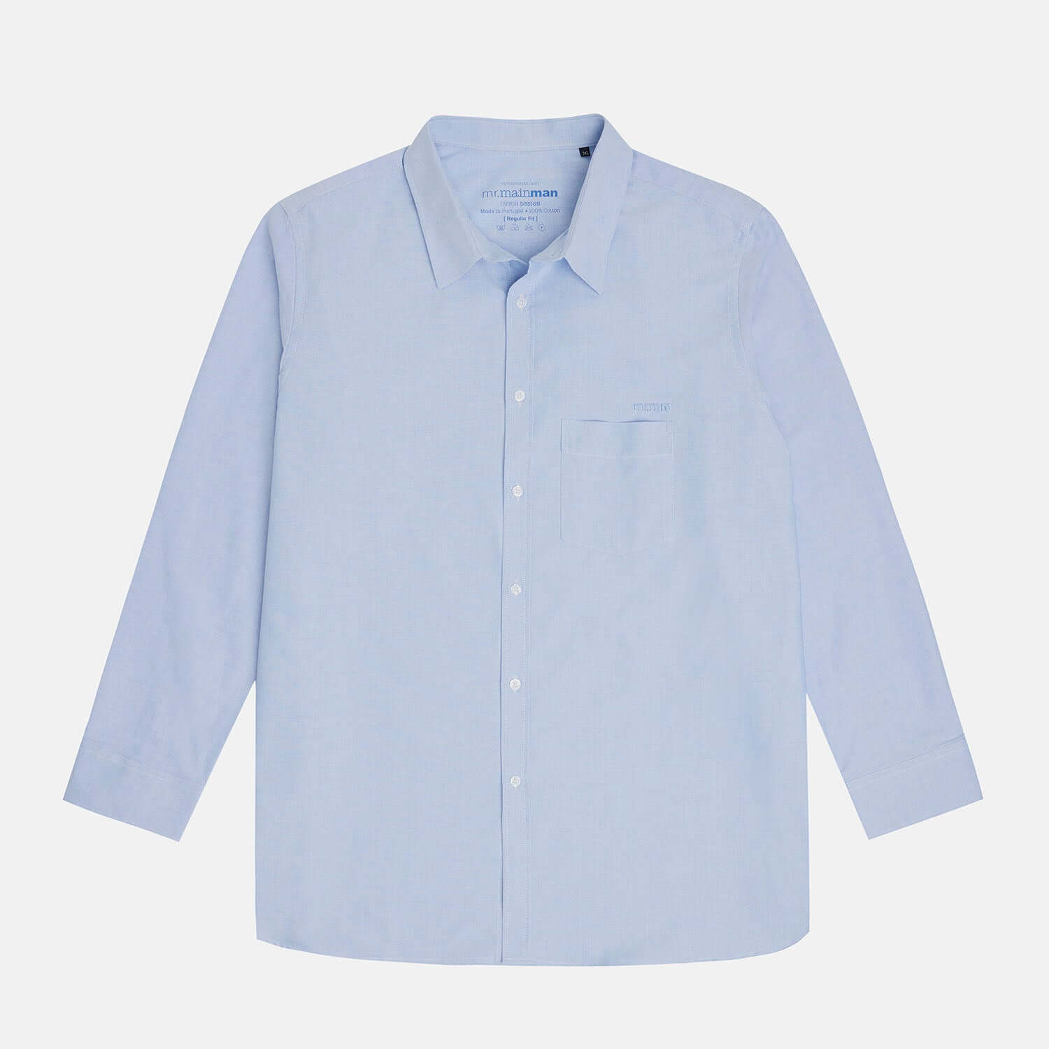 Front view of Plus size menswear cotton oxford shirt in Light blue. in size XL-5XL.