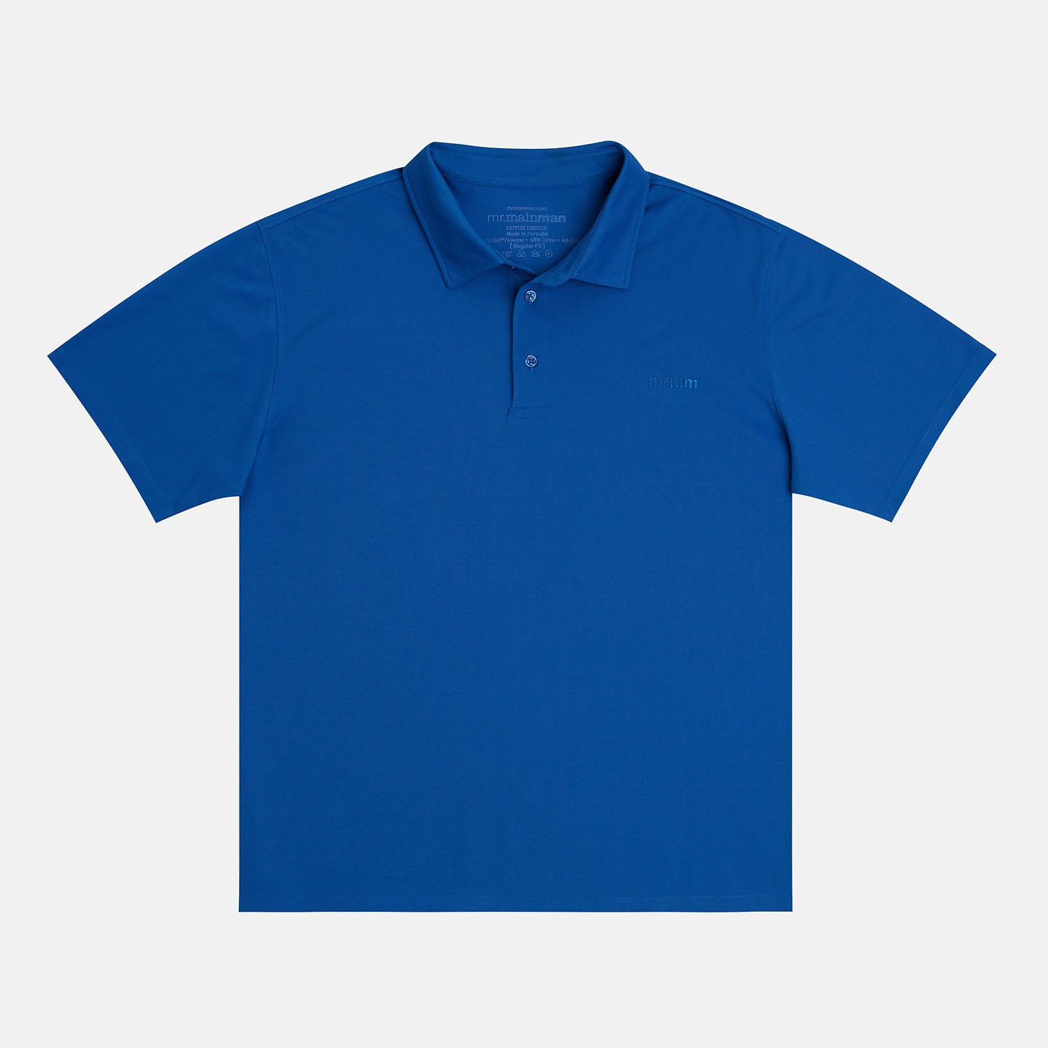 front vview of plus size short sleeve mens breathable piqué polo in sizes XL-5XL, in bright blue