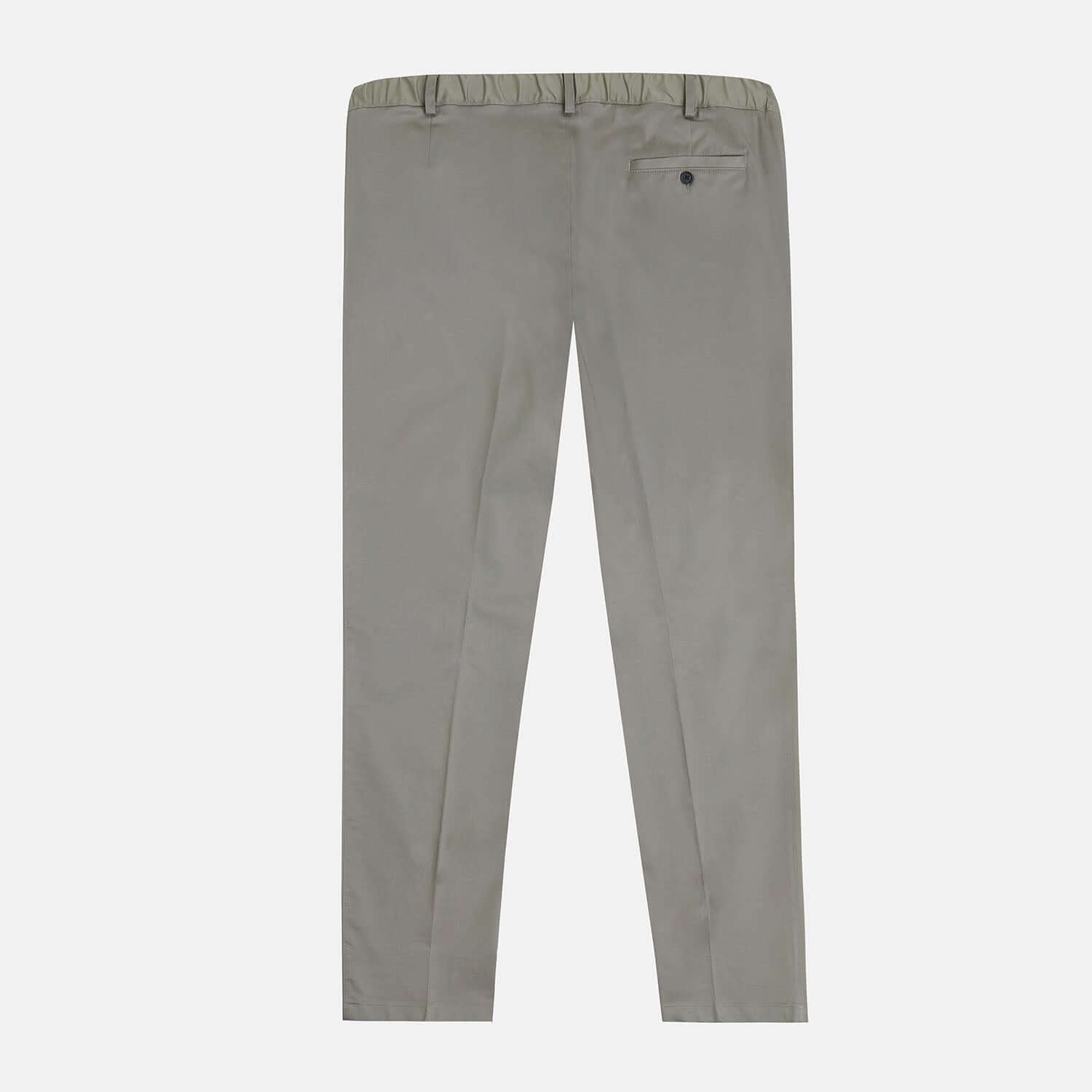 Back side view of Khaki Regular fit Stretch Chino pants for plus size men with comfortable elastic waistband