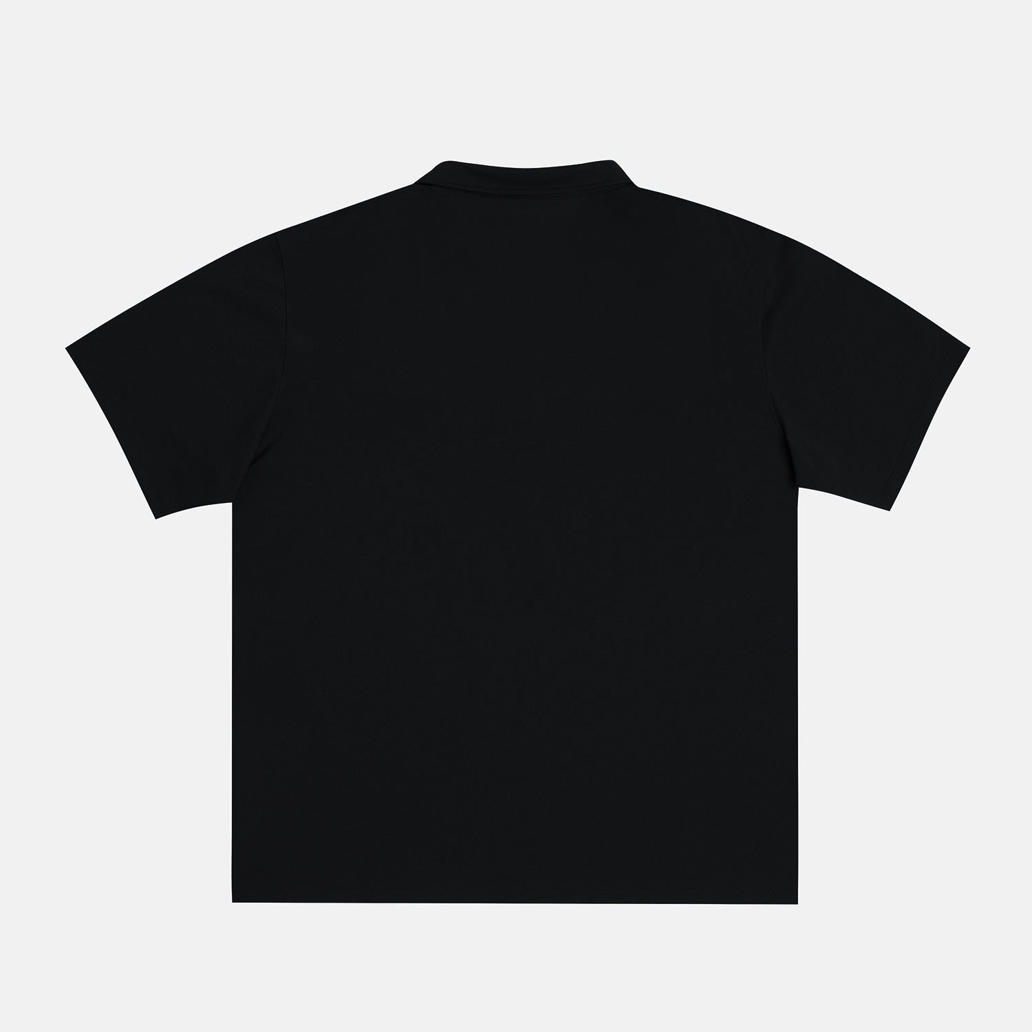 Back side view of Plus size short sleeve mens breathable piqué polo in sizes XL-5XL, in black